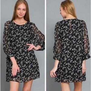 Aakaa NWT Black Romani Textured Floral Dress